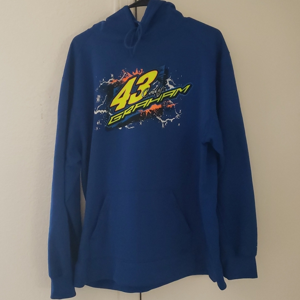 Blue race inspired hoodie.